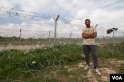 Palestinian Syrian Qusay Lubani hoped to travel to Norway. With the route now blocked, like many here he is now unsure what to do, April 22, 2016. (J. Owens/VOA)