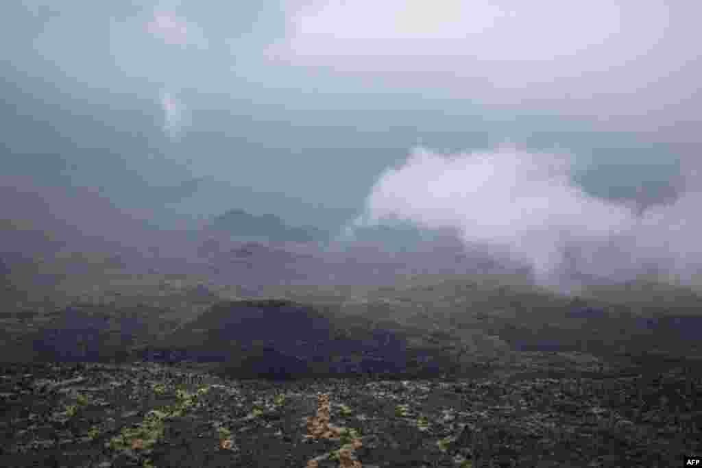 Volcan Nyamuragira pene na volcan Nyiragongo, pene na Goma, Nord-Kivu, 30 mai 2021.