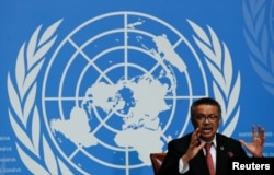 Director-General of the World Health Organization (WHO) Tedros Adhanom Ghebreyesus attends a news conference at the United Nations in Geneva, Switzerland, Feb. 7, 2018.