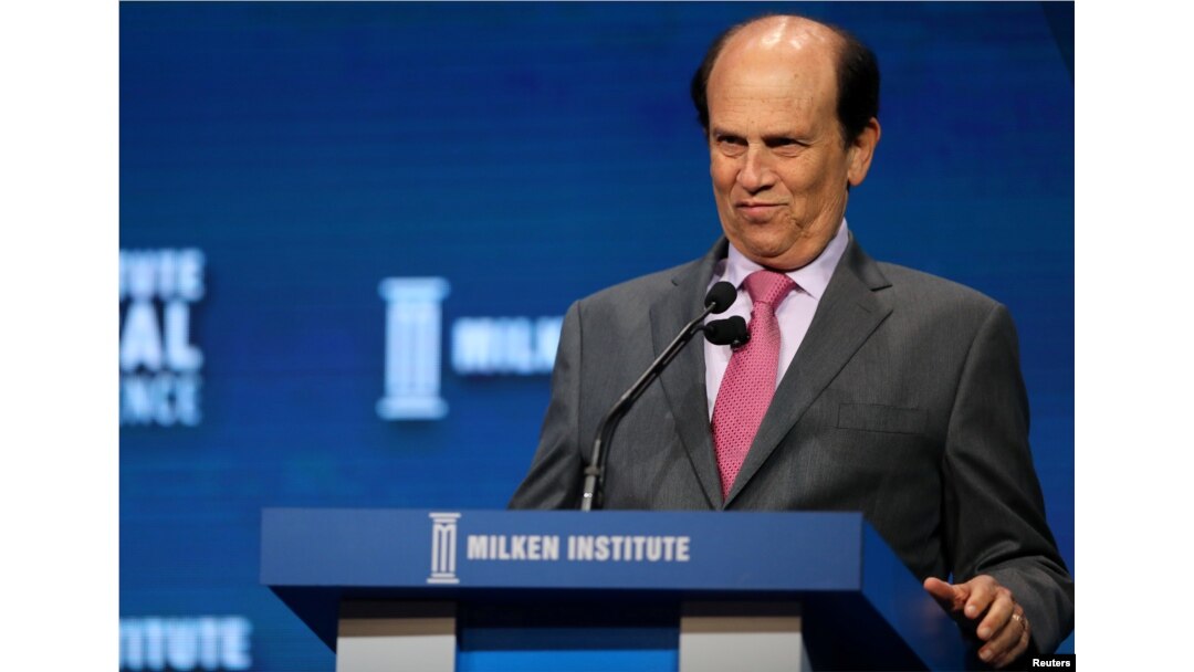 Michael Milken speaks at the Milken Institute Global Conference in Beverly Hills, California, U.S., May 3, 2017.
