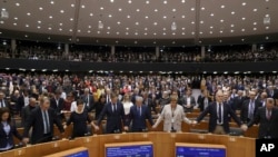 Le parlement européen après le vote de séparation d'avec le Royaume uni.