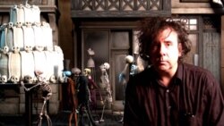 Tim Burton on the set of "Corpse Bride"