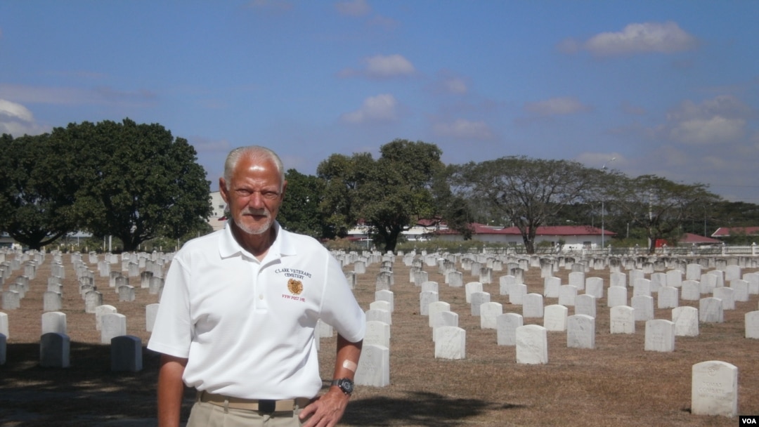 First Sgt. John Gilbert at the Clark Veterans Cemetery in the Philippines, Feb. 22, 2013. (Photo: VOA/Simone Orendain)