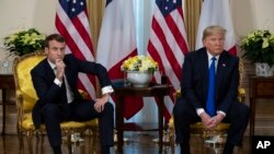 Tổng thống Pháp và Mỹ trong một cuộc gặp hồi cuối năm ngoái.