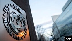 FILE - The seal for the International Monetary Fund is seen in Washington, D.C., Jan. 10, 2022.