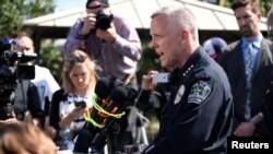 Kepala Polisi Austin, Texas, Brian Manley memberikan keterangan kepada media, pasca ledakan paket bom melukai seorang perempuan di Austin, Texas, 12 Maret 2018. (Foto: dok).