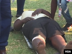 Mugabe body viewing stampede ... Some of the people who were injured while trying to get into the stadium to view the later former president's body.