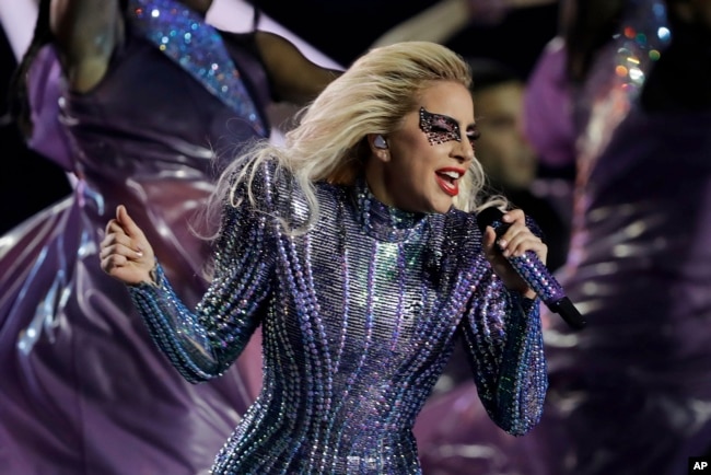 In this Feb. 5, 2017 file photo, singer Lady Gaga performs during the halftime show of the NFL Super Bowl 51 football game between the New England Patriots and the Atlanta Falcons, in Houston. (AP Photo/Darron Cummings, File)