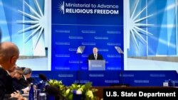 지난 7월 미국 워싱턴 국무부 건물에서 국제 종교자유 증진을 위한 장관급 회의가 열렸다.