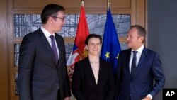 Predsednik i premijerka Srbije, Aleksandar Vučić i Ana Brnabić sa predsednikom Evropskog saveta Donaldom Tuskom