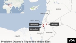 Stops President Barack Obama is making on his trip to the middle east, March 20-22.