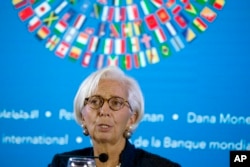 Managing Director of International Monetary Fund (IMF) Christine Lagarde talks during a press conference ahead of the annual meetings of the IMF and World Bank in Bali, Indonesia, Oct. 11, 2018.