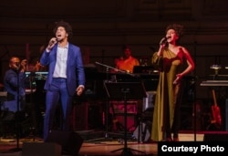 Rob performs his original song “Testify” with teaching artist Sarah Elizabeth Charles in concert at Carnegie Hall, March 11, 2018 (Photo by Fadi Kheir)