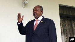 FILE - Djibouti's President Ismail Omar Guelleh arrives for a Reuters interview at his home in Ethiopia's capital Addis Ababa, Jan. 30, 2016. Djibouti’s ruling party declared on April 9, 2016, that President Ismail Omar Guelleh won Friday’s presidential election, gaining nearly 87 percent of the votes. 