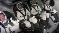 15일 우주관광에 나선 스페이스X의 우주선 ‘크루드레곤’에 4명의 민간인 우주인이 탑승한 모습.