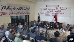 Syrian opposition members attend a Syrian opposition meeting in the Halboun area, near the capital Damascus, Syria, October 6, 2011.