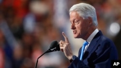 Former President Bill Clinton speaks during the second day of the Democratic National Convention in Philadelphia, July 26, 2016. 