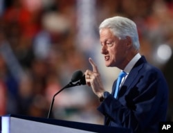 FILE - Former President Bill Clinton speaks during the second day of the Democratic National Convention in Philadelphia, July 26, 2016.