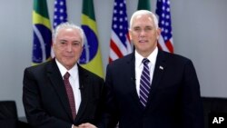 Vicepresidente Mike Pence en su primera parada en Brasil se reunió con el presidente Michel Temer.