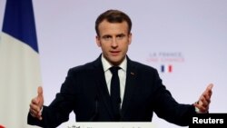 Le président français Emmanuel Macron, à l'Elysée, à Paris, le 21 novembre 2018. Thibault Camus / Pool via REUTERS. 