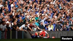 Photo d'archives: Un match entre Chelsea et Arsenal comptant pour la Barclays Premier League, 19.09.15.
