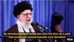 Screen grab of a video posted to Twitter by Iranian Supreme Leader Ayatollah Ali Khamenei, Oct. 3, 2018. In it, he described the Islamic female head-covering or hijab as a way to protect women in the West from sexual abuse cases exposed by the #MeToo movement. 