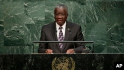 Prime Minister for Barbados, Freundel J. Stuart, addresses the U.N. Sept. 25, 2015.