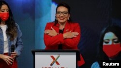 洪都拉斯左派反对党候选人希奥玛拉·卡斯特罗（Xiomara Castro）当选该国首位女总统（路透社2021年11月28日）