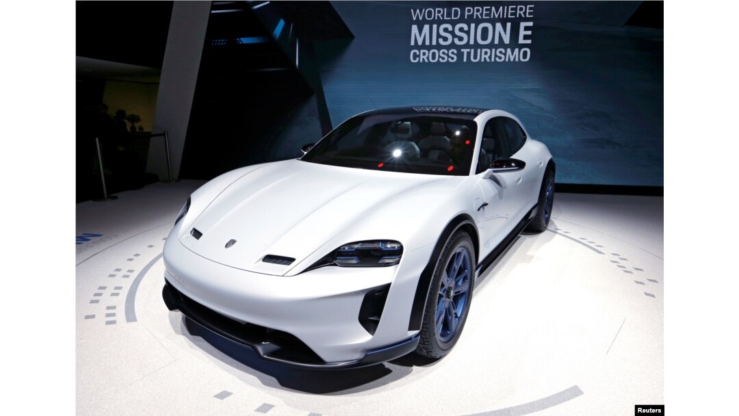 The Porsche Mission E Cross Turismo is seen during a presentation at the 88th International Motor Show at Palexpo in Geneva, Switzerland, March 6, 2018.