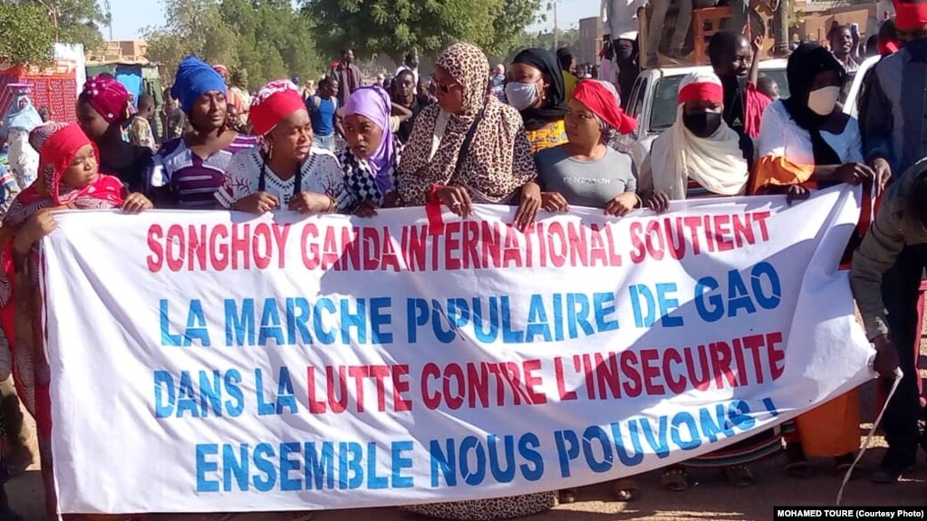 Marche contre l'insécurité à Gao, au Mali, le 27 janvier 2021.