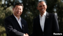 U.S. President Barack Obama meets Chinese President Xi Jinping at The Annenberg Retreat at Sunnylands in Rancho Mirage, California, June 7, 2013.