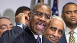 FILE - Rep. Gregory Meeks, D-N.Y., chairman of the Congressional Black Caucus Political Action Committee, announces the caucus' endorsement of Democratic presidential candidate Hillary Clinton ahead of the Feb. 27 Democratic primary in South Carolina, Feb
