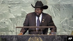 South Sudan's President Salva Kiir addresses 66th United Nations General Assembly, New York, September 2011. Kiir has condemned an attack on a UN convoy in South Sudan. (file photo). 