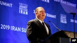 마이크 폼페오 미국 국무장관이 25일 뉴욕에서 열린 이란 핵문제 정상회의에서 연설했다.