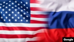 USA flag and Russia flag