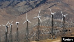 A section of the Tehachapi Pass Wind Farm is pictured in Tehachapi, California, June 19, 2013.