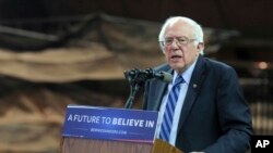 FILE - Bernie Sanders attends the Bernie Sanders' "A Future to Believe In" Rally in New Jersey.