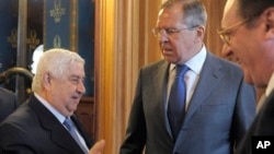 شامی وزیرِ خارجہ ولید المعلم اپنے روسی ہم منصب سرجئی لاوروف کے ہمراہ