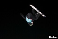 Silver medalist Max Parrot from Canada at the X Games Men's Big Air Snowboard finals, Hafjell, Norway, March 11, 2017.