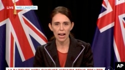 In this image made from video, Prime Minister Jacinda Ardern gives a press conference from Wellington, after the shootings at two mosques in Christchurch, New Zealand, Friday, March 15, 2019.