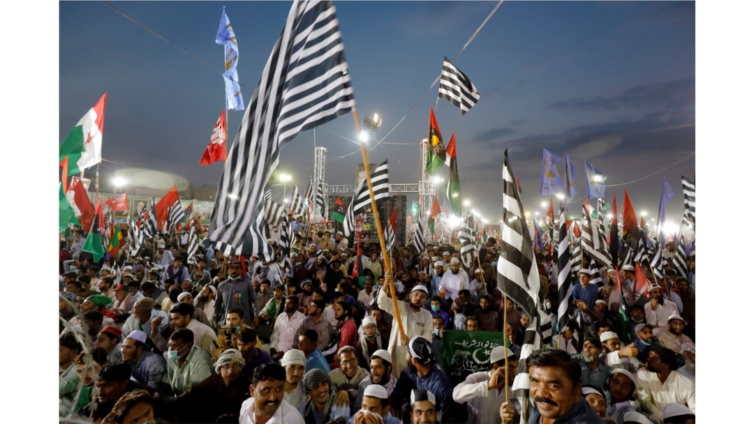 کراچی میں پی ڈی ایم کی ریلی کا ایک منظر