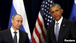 U.S. President Barack Obama and Russian President Vladimir Putin meet at the United Nations General Assembly in New York, Sept. 28, 2015.