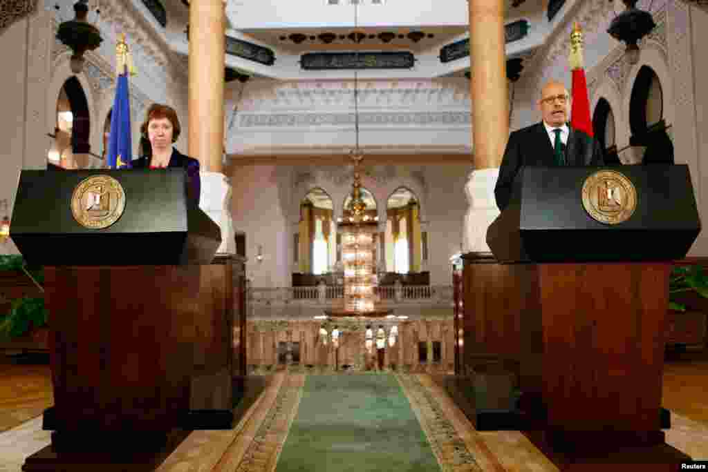 Egypt's interim Vice President Mohamed ElBaradei speaks at a news conference with EU foreign policy chief Catherine Ashton at El-Thadiya presidential palace in Cairo July 30, 2013.