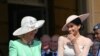 <p>萨科塞斯公爵夫人梅根和康沃尔公爵夫人卡米拉一起参加在伦敦白金汉宫举行的花园派对</p>
