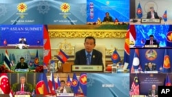 အာဆီယံထိပ်သီး အွန်လိုင်းအစည်းအဝေးမှ ကမ္ဘောဒီးယားဝန်ကြီးချုပ်Hun Sen
