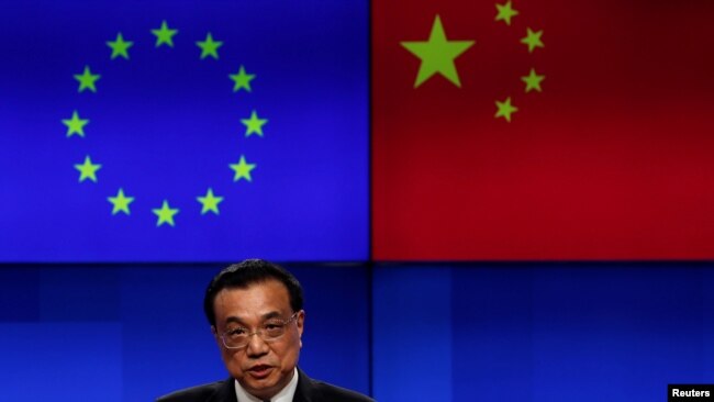 中国总理李克强2019年4月9日在出席中欧峰会后出席联合记者会（路透社）