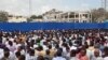 Thousands of Somalis gather to pray at the site of the country's deadliest attack and to mourn the hundreds of victims, at the site of the attack in Mogadishu, Somalia, Oct. 20, 2017.