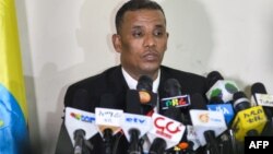 Ethiopia’s Attorney General Birhanu Tsegaye speaks about the corruption and human rights violation reports in the country, following the detention of 63 military and intelligence officers in Addis Ababa, Nov. 12, 2018.