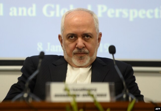 FILE - Iranian Foreign Minister Javad Zarif attends the geopolitical discussion event in New Delhi, Jan. 8, 2019. Zarif protested to Poland for its hosting with the U.S. a summit focused on the Mideast and especially Iran.
