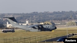 A Turkish Air Force A400M tactical transport aircraft is parked at Incirlik airbase in the southern city of Adana, Turkey, July 24, 2015.